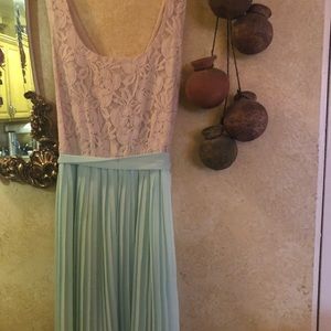 BEIGE & TEAL DRESS